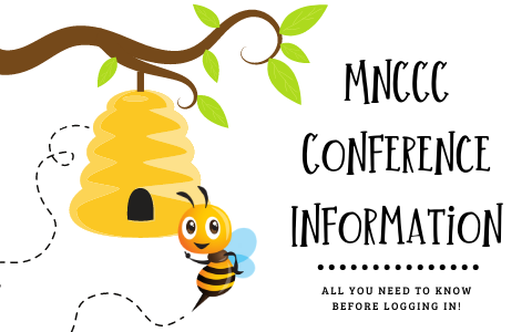 MnCCC Conference Information graphic with a bee in front of a hive